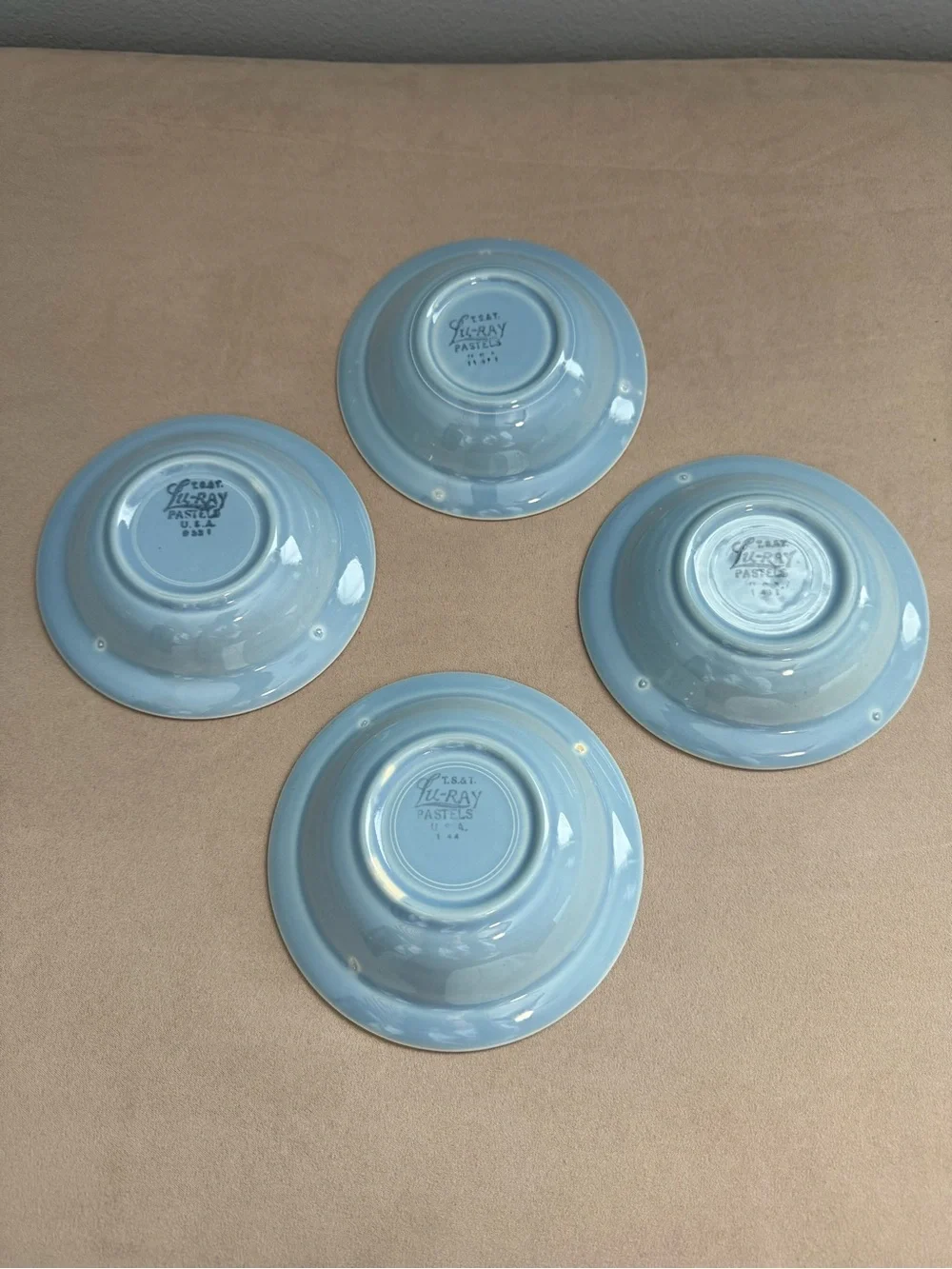 Vintage Lu-Ray Pastels Bowl - Set of 4 - Small Berry Dish Light Blue USA Easter